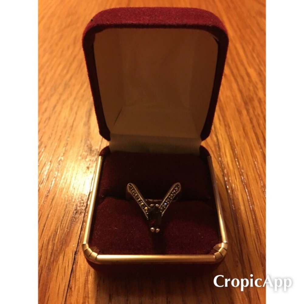 Vintage Ruby Art Deco Solid Sterling Silver Ring. - image 1